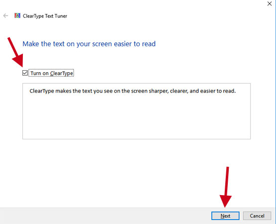 Adjus ClearType text