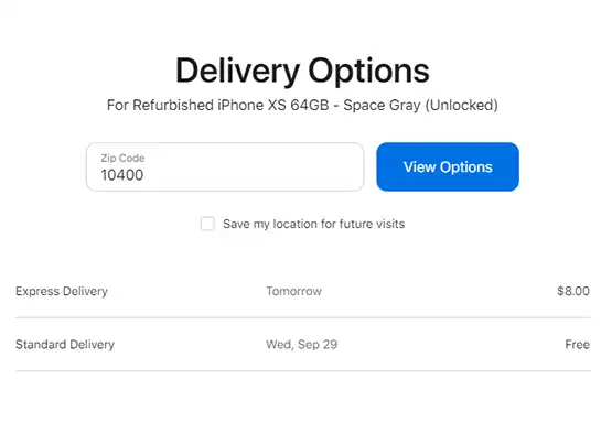 Apple Delivery Options