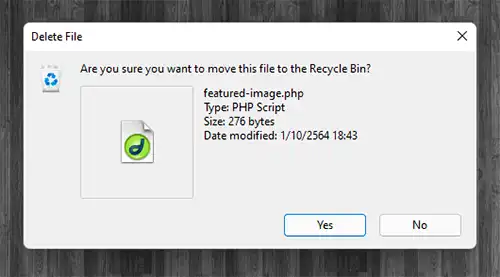 Are you sure you want to move this file to the Recycle Bin