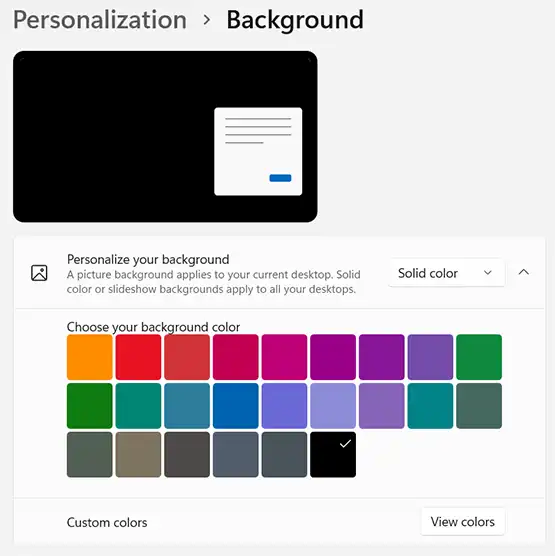 Background Solid Color menu Windows 11.webp