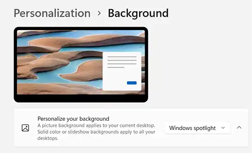 Background Spotlight menu Windows 11