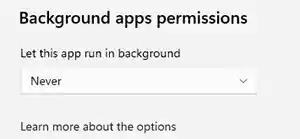 Background apps permissions