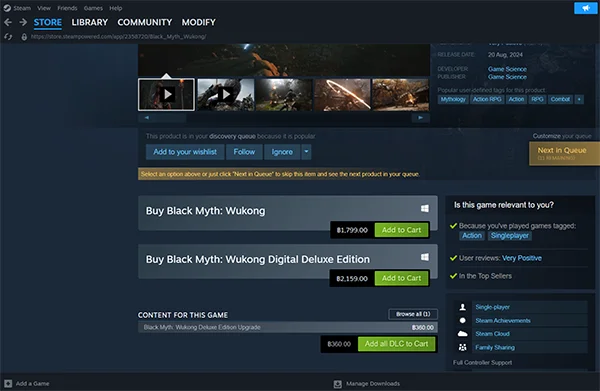 Buy game on Steam