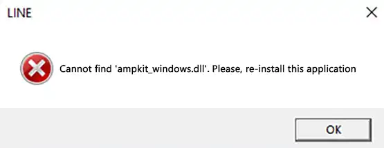 Cannot find 'ampkit_windows.dll'. Please, re-install this application