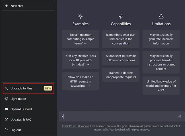 ChatGPT Upgrade to Plus 