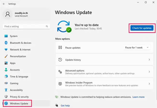 Windows 11 Update Check for updates