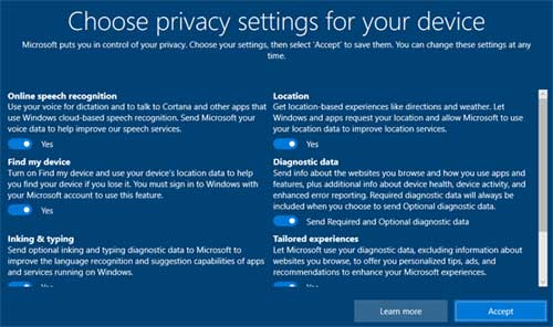 Choose Privacy settings for your device