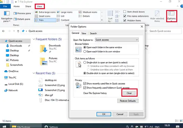 วิธีลบ Recent files บน Windows 10