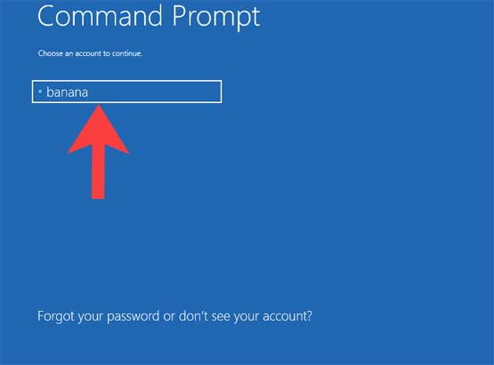 Command Prompt Choose an account ro Continue
