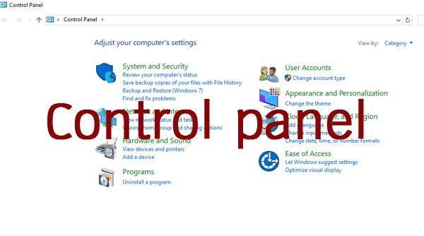 Control panel Windows 10