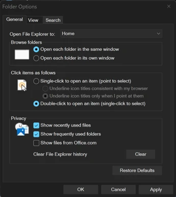DarkMode Folder Options Windows 11