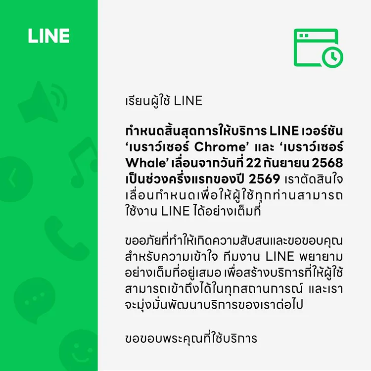 End of LINE support for chrome