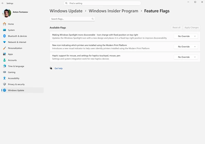 Feature Flags Windows Insider Program nes 2026