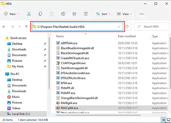 File Explorer Address bar