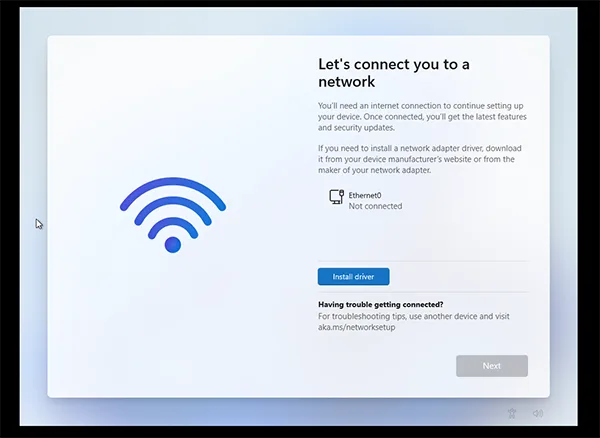 Installing Windows cant disconnect lets connect you to a network