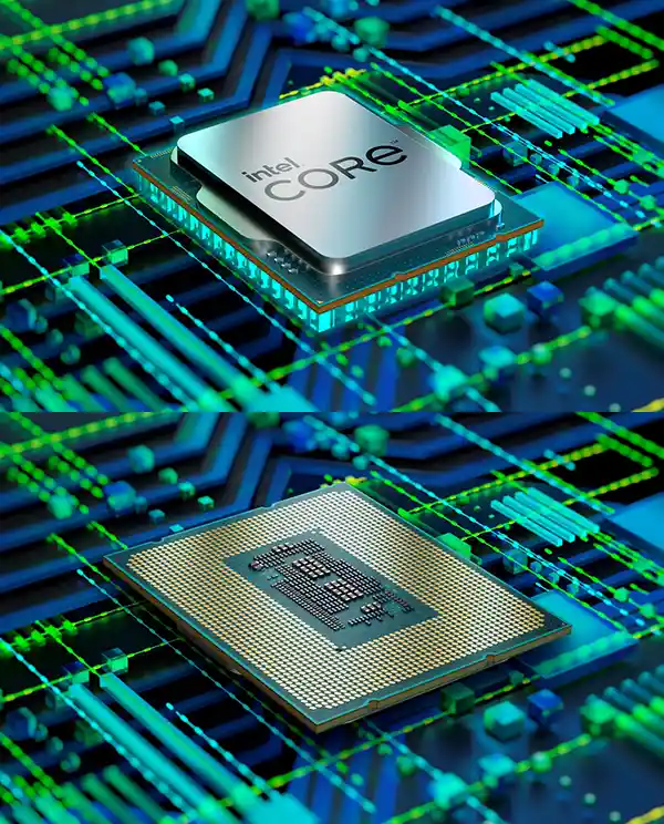 CPU Intel ด้านหน้าและด้านหลัง