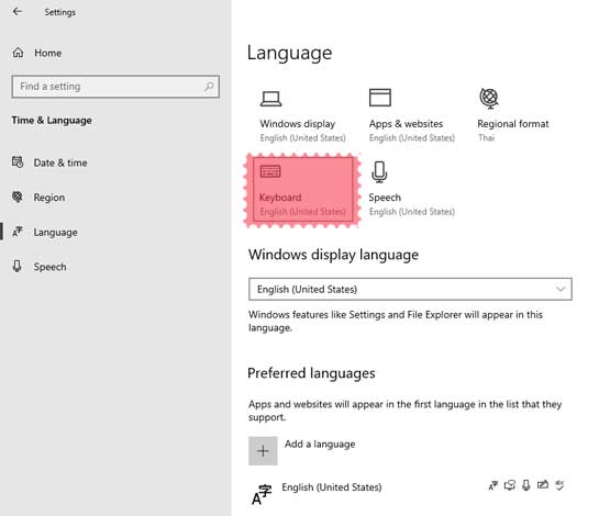 Language Keyboard Windows 10