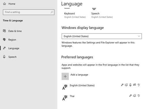 Language Windows 10