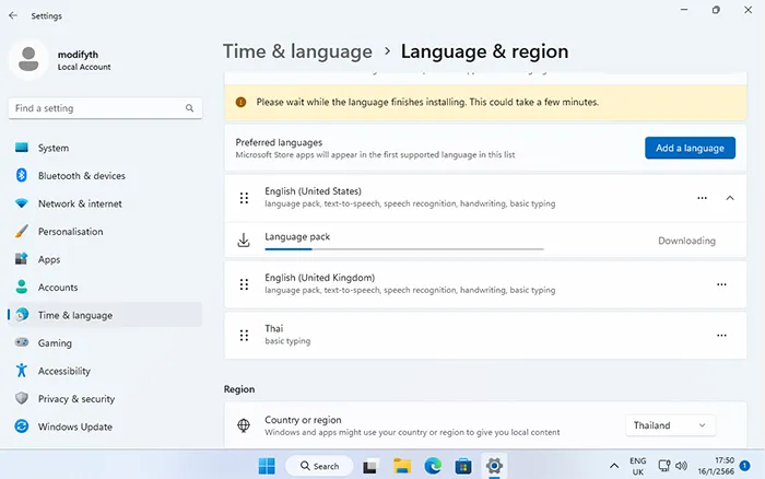 Language pack install Windows 11