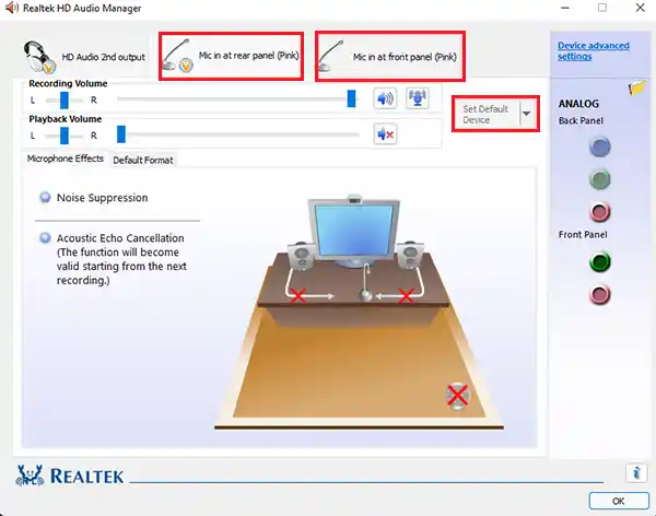 Microphone realtek hd audio manager