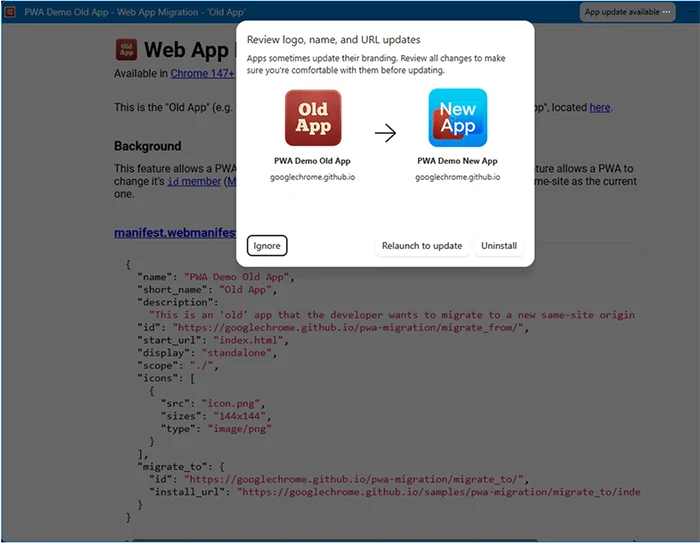 Microsoft Edge PWA-migration