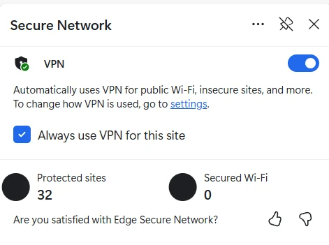 Microsoft Edge Secure Network VPN