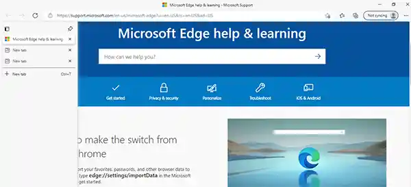 Microsoft Edge Vertical Tabs