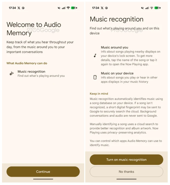Music recognition automatically identifies music using