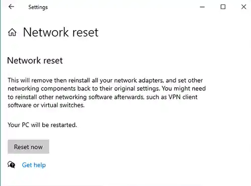 Network reset Windows