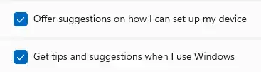 Get tips and suggestions when I use Windows