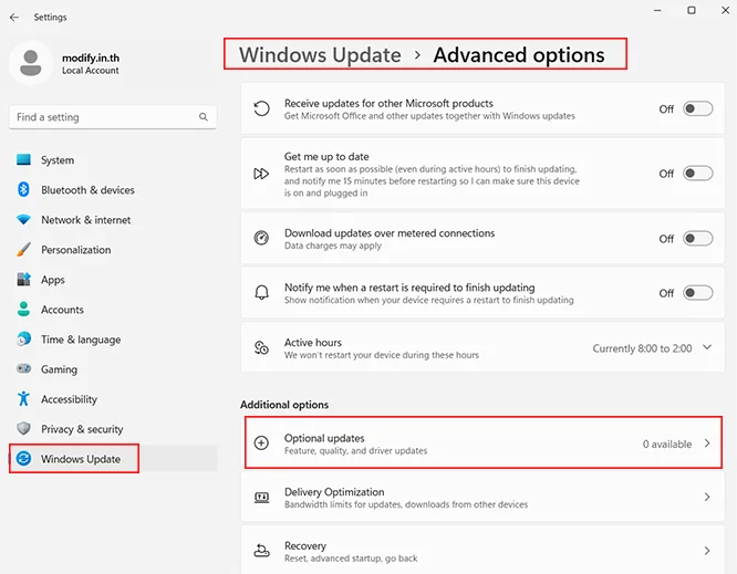 Optional updates Windows 11