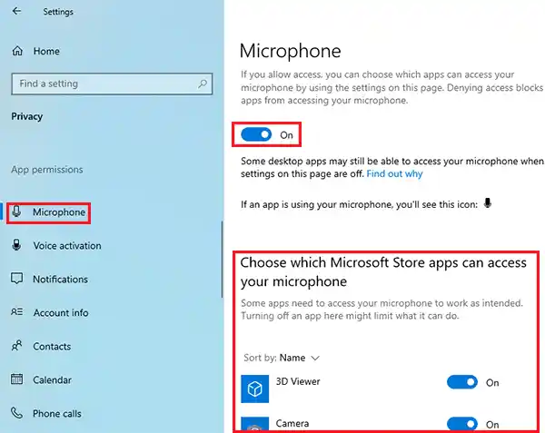 Privacy Microphone Windows 10