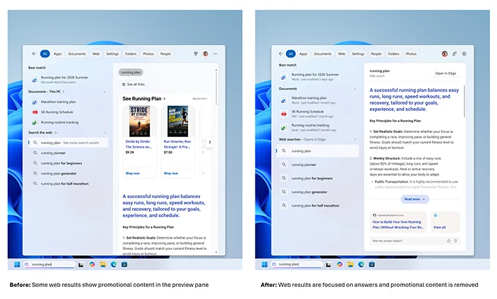 Promotional content has been removed from web results