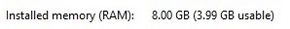 RAM usable Windows