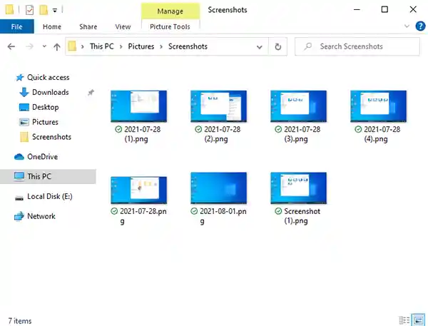 Screenshots Folder Windows 10