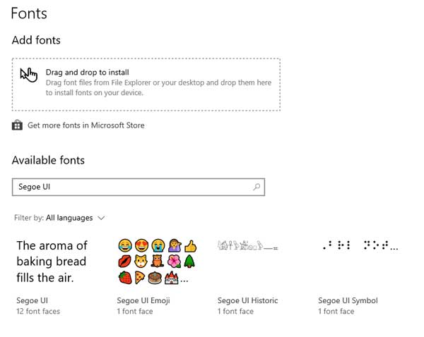 Font Windows 10 Segoe UI 