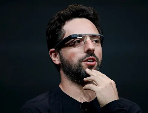 Sergey Brin wearing Google Glass