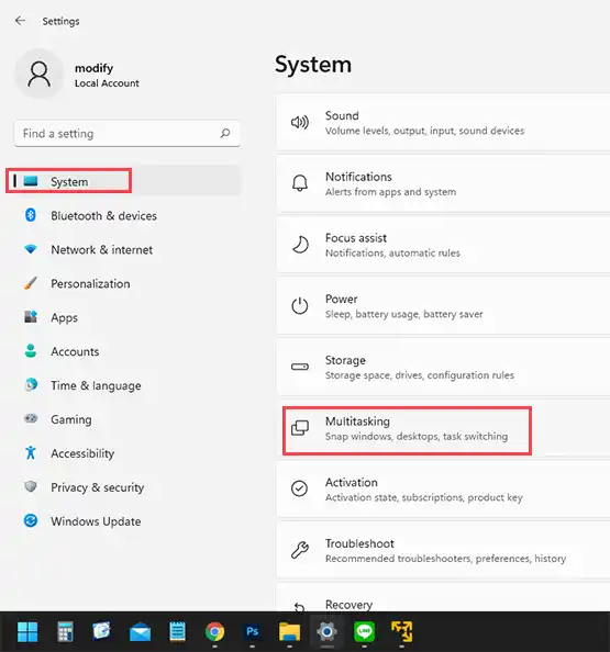 System Multitasking Windows 11