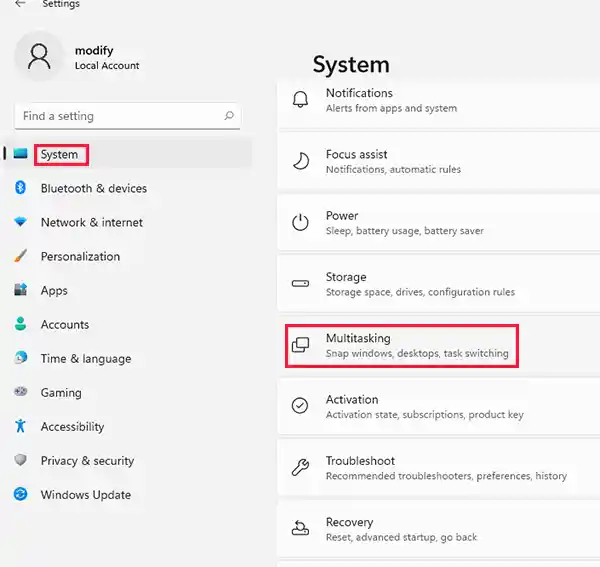 System Multitasking Windows 11