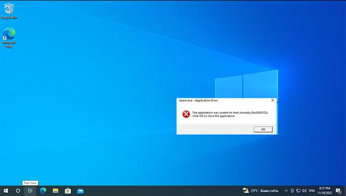 The application was unable to start correctly 0xc0000102