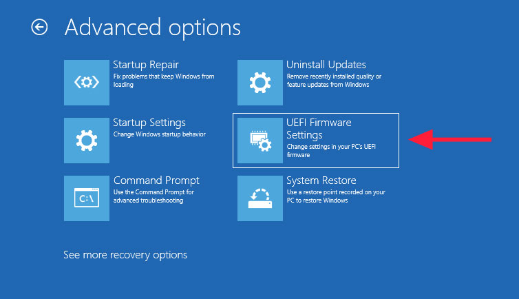 Troubleshoot Advenced option UEFI Firmware
