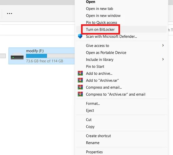 Turn on BitLocker