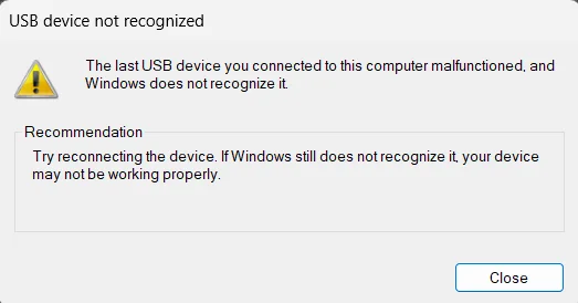 USB device hot recongnized