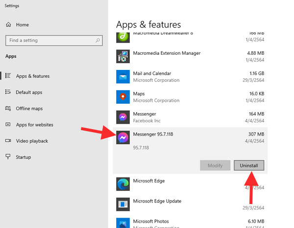 Uninstall Apps Windows 10