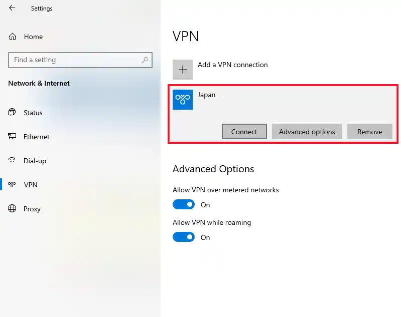 VPN list Windows 10