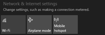 Wifi Network and Internet settings Windows 10