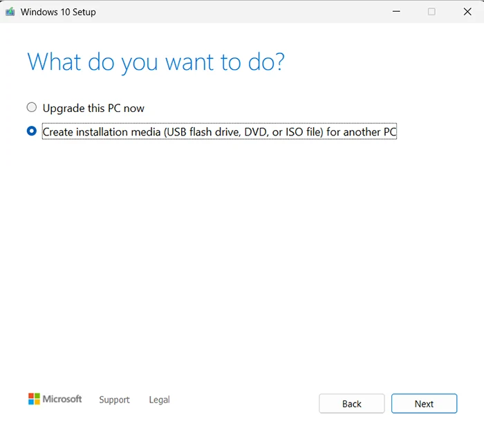 Windows 10 Create installation media (USB flash drive, DVD, or ISO file) for another PC