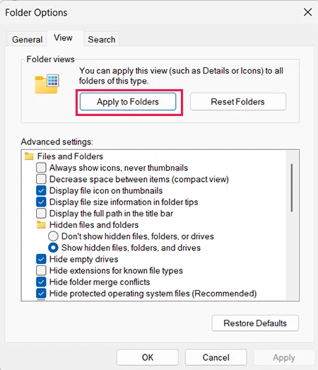 Windows 11 Apply to Folders