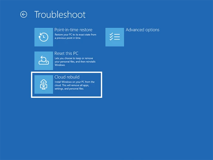 Windows 11 Cloud rebuild