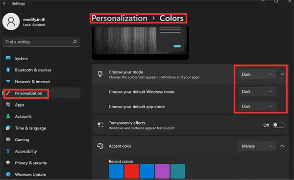 Windows 11 Colors Dark